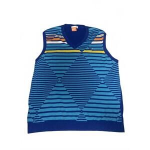 Colorful Puma 100% Cotton Knit Sweater Vest Men's Size XL